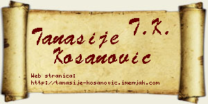 Tanasije Kosanović vizit kartica